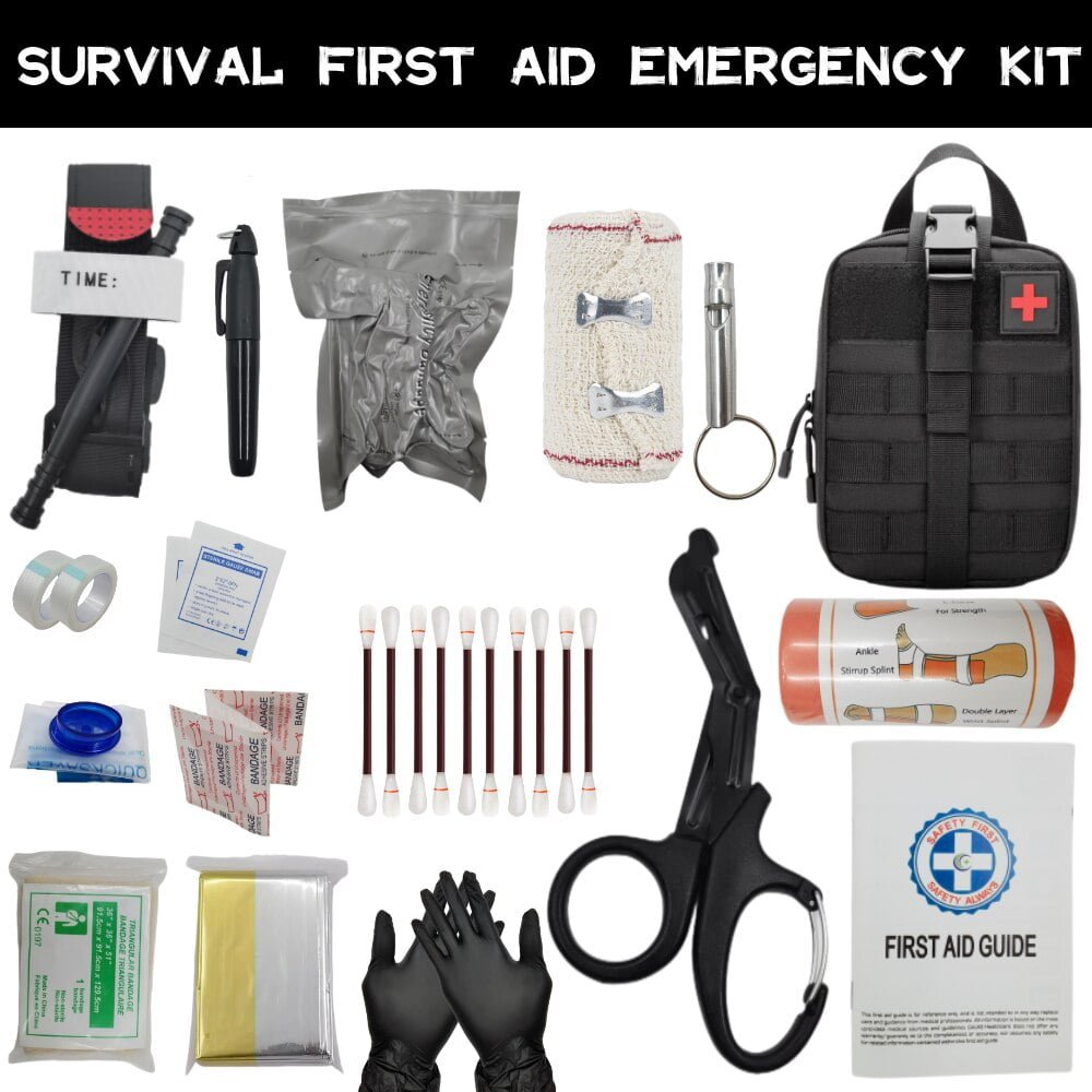 [Actualización 2024] Kit de primeros auxilios, equipo de supervivencia para  exteriores, equipo táctico para exteriores, sistema Molle de grado militar